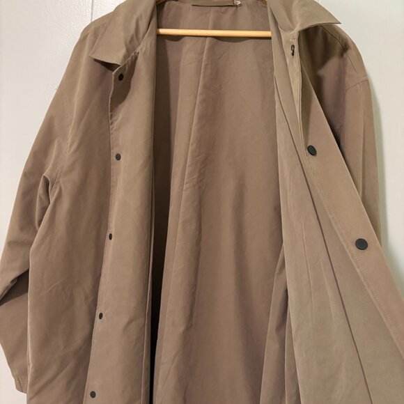 NWT Fear of God Essentials Wood Long Coat Medium Brown Long Trench - Picture 11 of 16